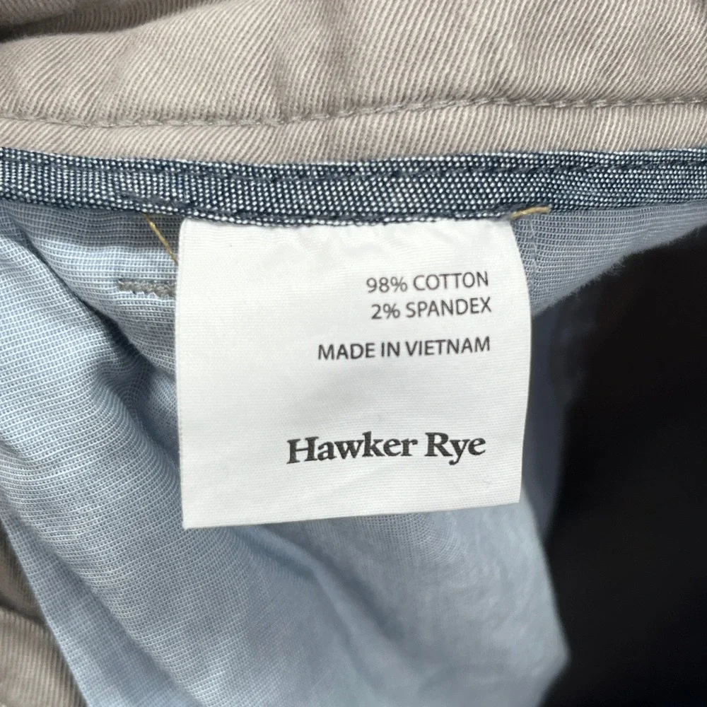 Hawker Rye Chino Pants Mens 34x32 Beige Khaki Slim Stretch Casual Preppy Office